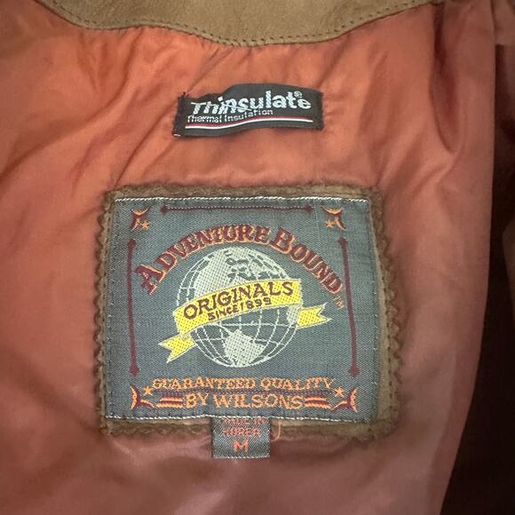 Vintage 90s Leather Bomber Aviator Style Nubuck Insulated Jacket M - Picture 9 of 9